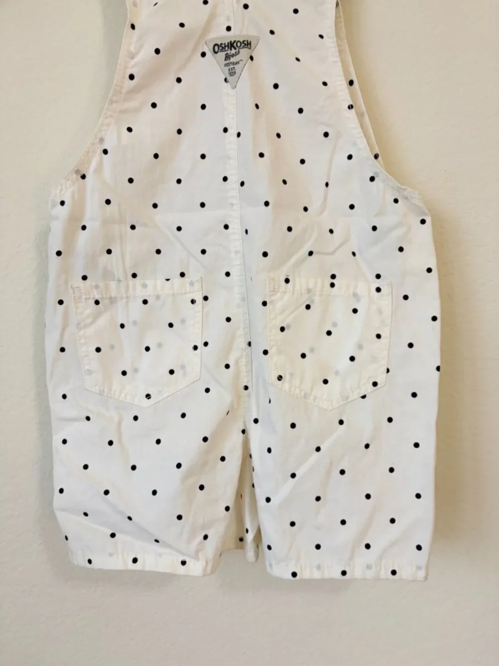 New Osh Kosh B'Gosh Overalls Girls 5T White Polka Dot Bib Shortalls